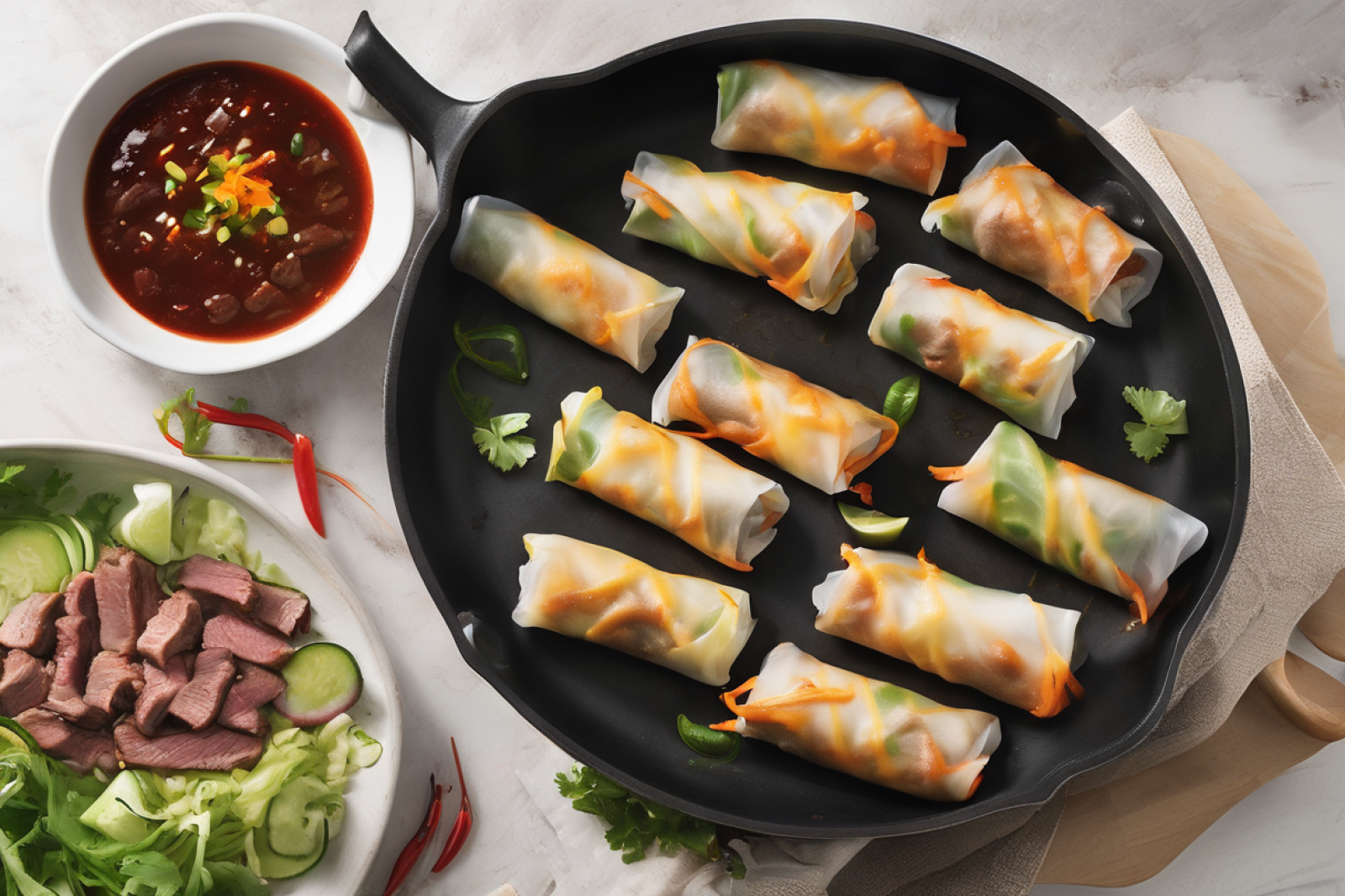 Cheesy Steak Spring Rolls