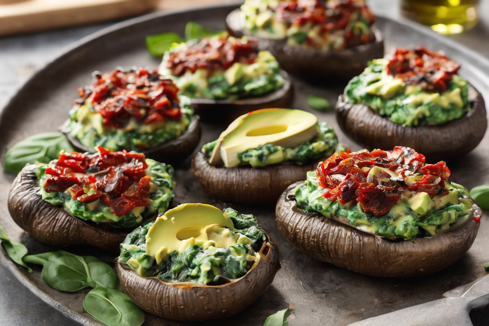 Stuffed Portobello Mushrooms with Spinach and Avocado