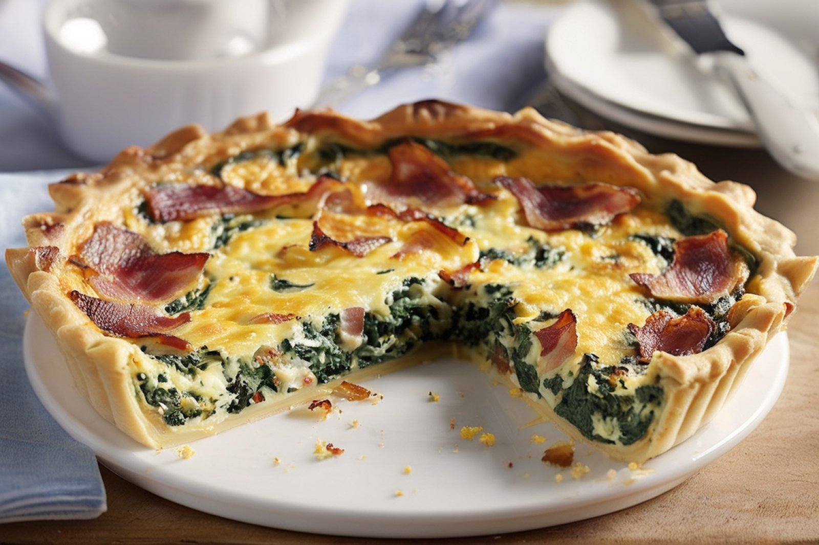 Delicious Spinach and Bacon Quiche