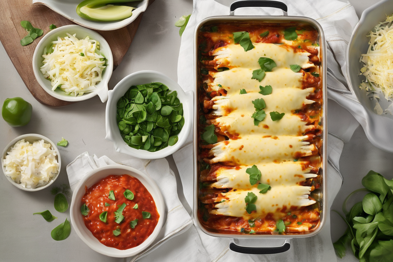 Cheesy Chicken and Spinach Enchiladas