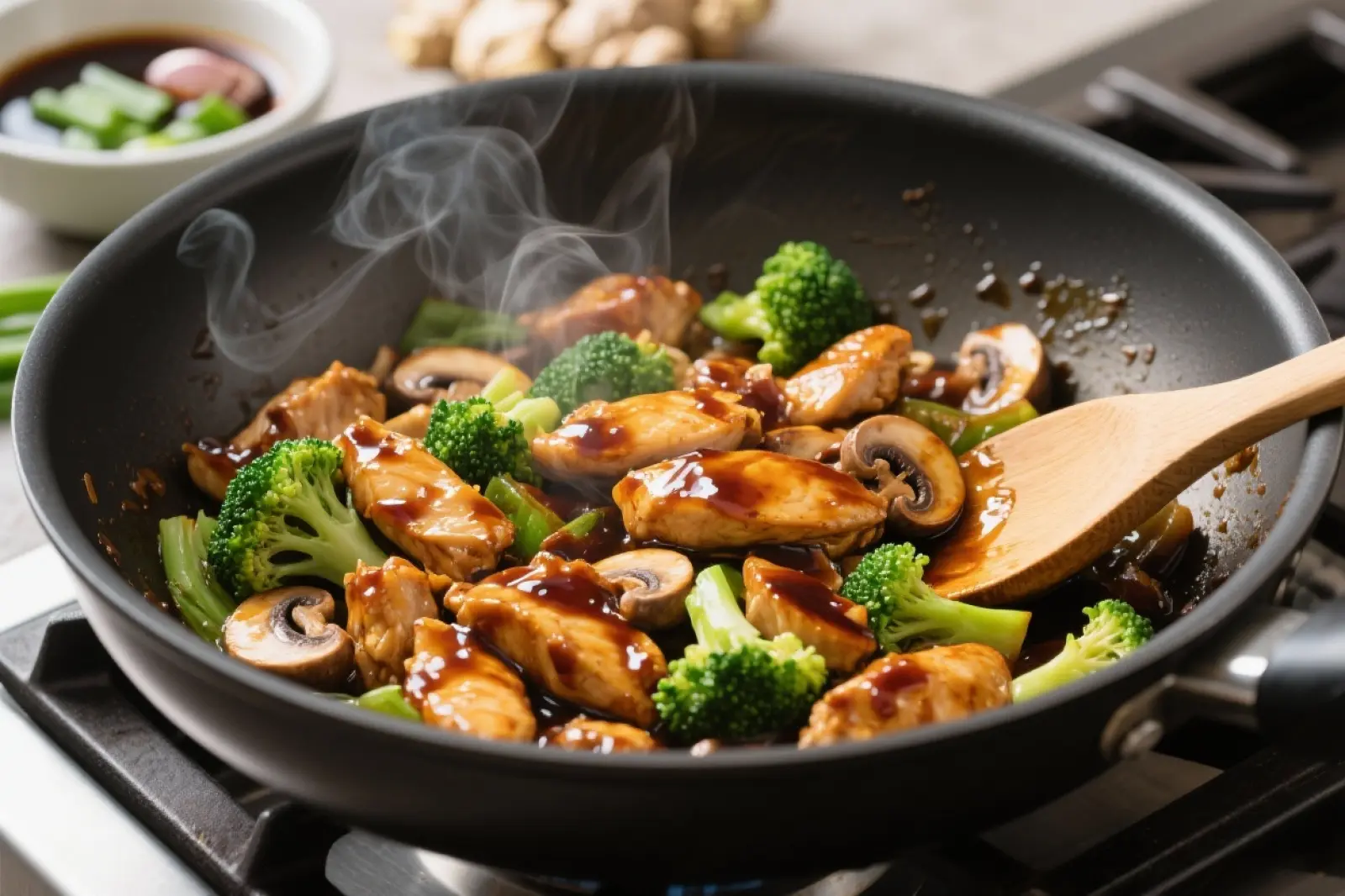 Teriyaki Chicken Stir-Fry with Broccoli and Mushrooms