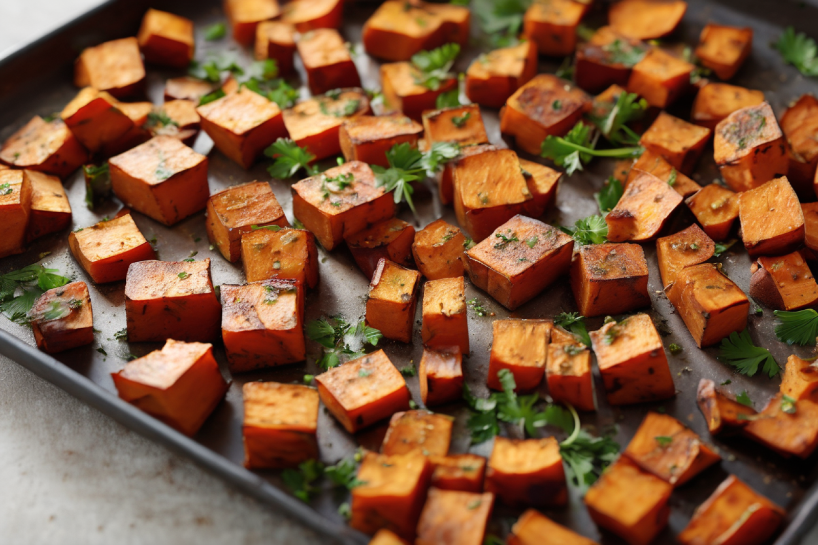 Zesty Roasted Sweet Potato Cubes