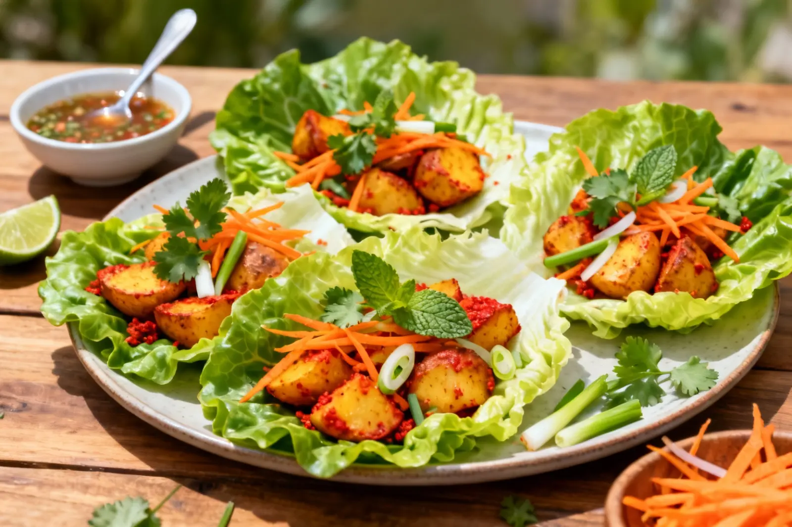 Spicy Curry Potato Lettuce Wraps
