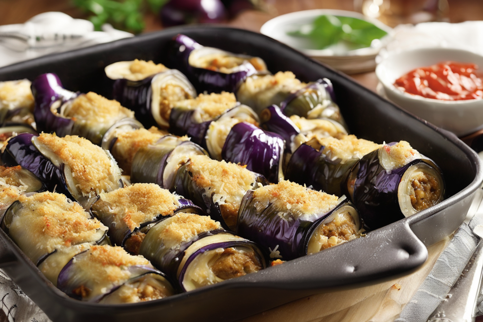 Parmesan-Stuffed Eggplant Rolls