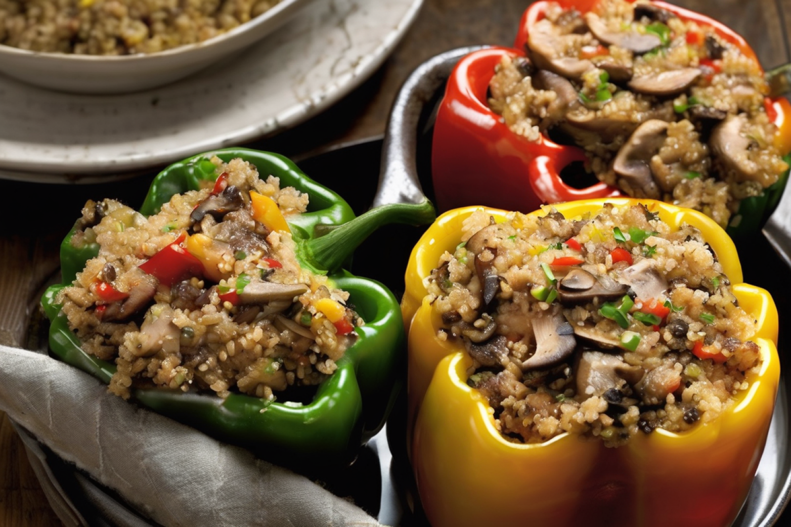 Turkey and Mushroom Quinoa-Stuffed Peppers