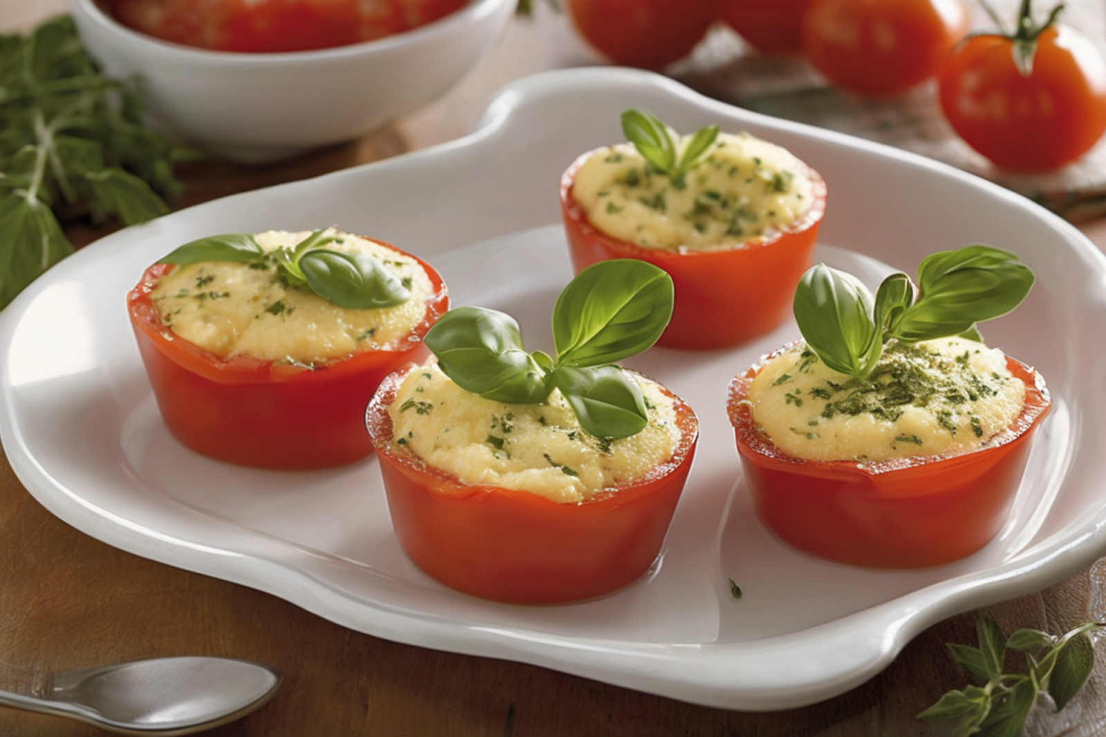 Herbed Tomato Cups with Creamy Grits Filling