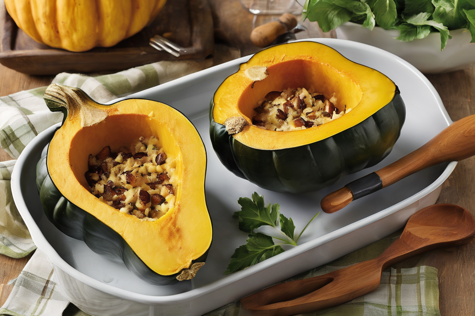 Herb-Infused Stuffed Acorn Squash