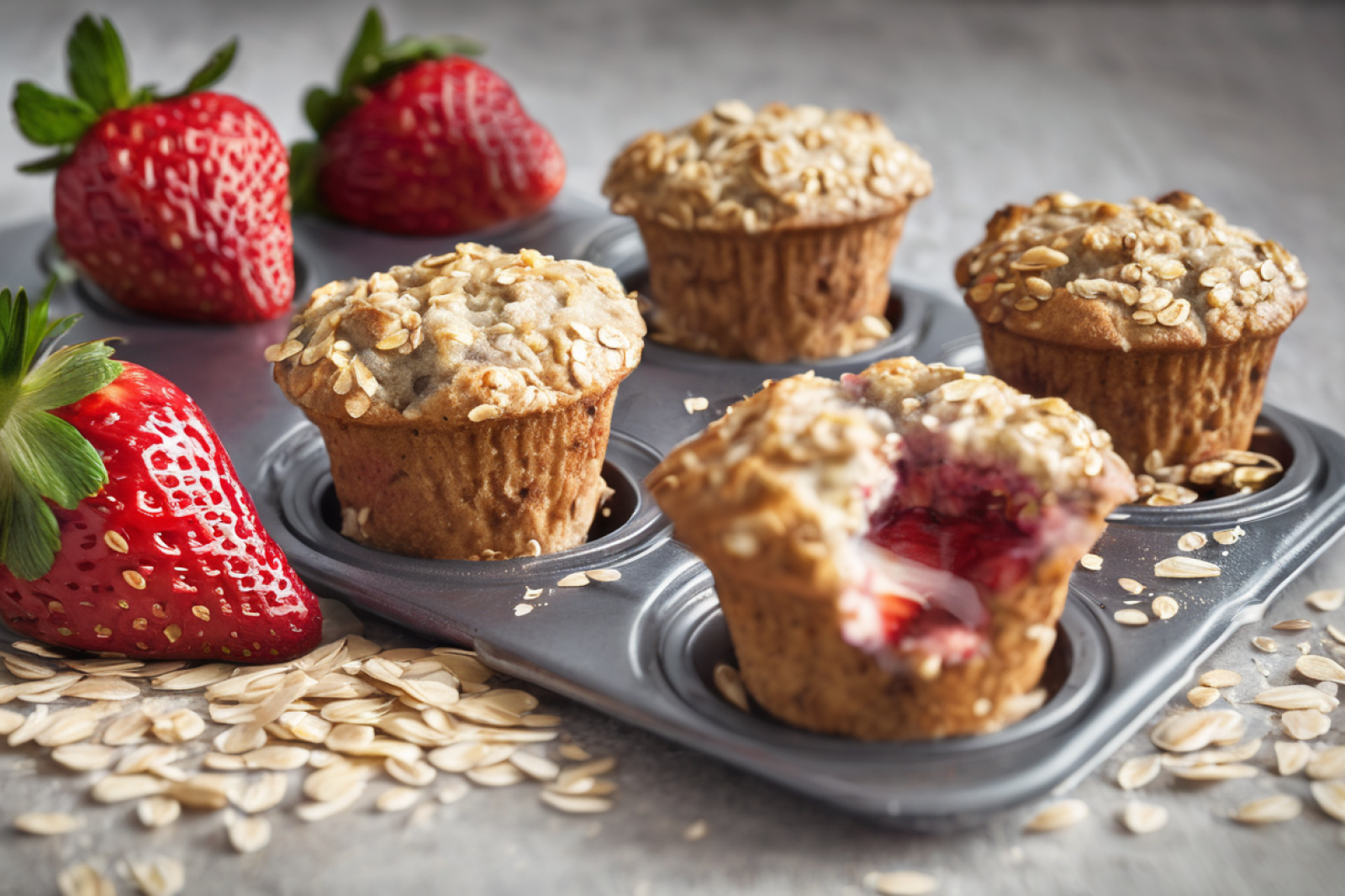 Strawberry Oat Muffins