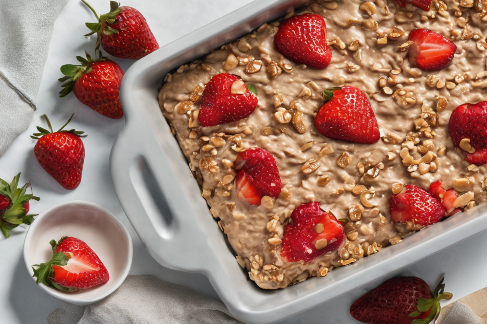 Strawberry Peanut Butter Baked Oats
