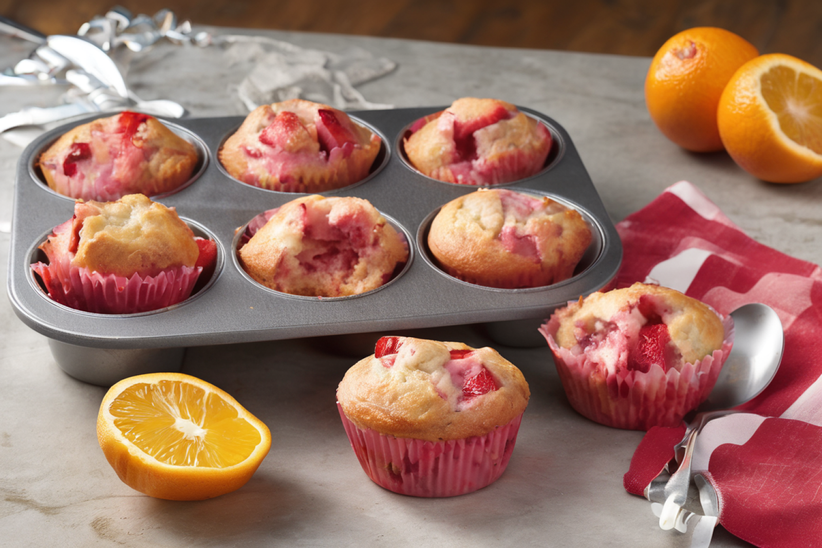 Strawberry Rhubarb Delight Muffins