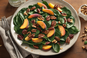 Peachy Spinach Medley with Crunchy Nuts